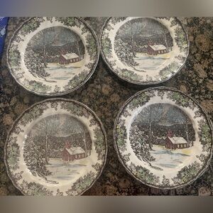 Johnson Brothers Charming Winter Landscape Dinner Plate Set of 4